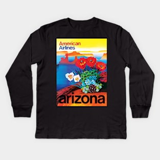 Beautifully Restored Vintage Travel Poster - American Airlines Travel to Arizona Kids Long Sleeve T-Shirt